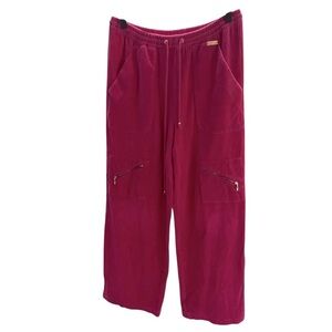 ST. JOHN Sport Y2K Barbie Pink Corduroy Wide Leg Cargo Pants Size Small